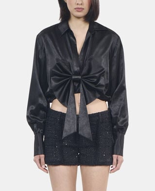 The Kooples DAMEN BLACK schwarzes top mit schleife