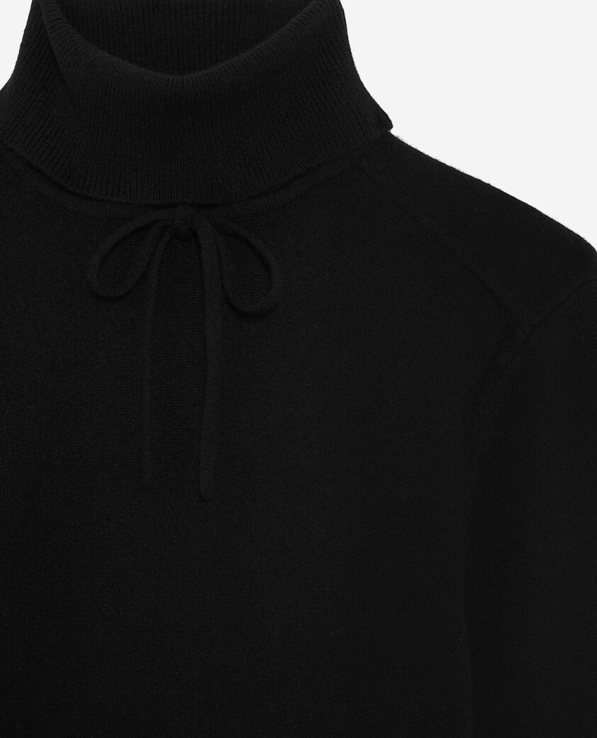 The Kooples FEMME BLACK pull col roul&eacute; en cachemire noir