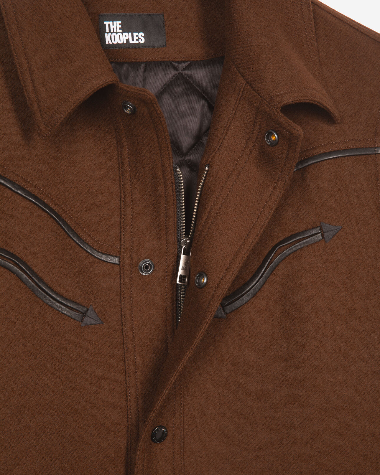 The Kooples MEN BROWN brown flannel overshirt-style jacket