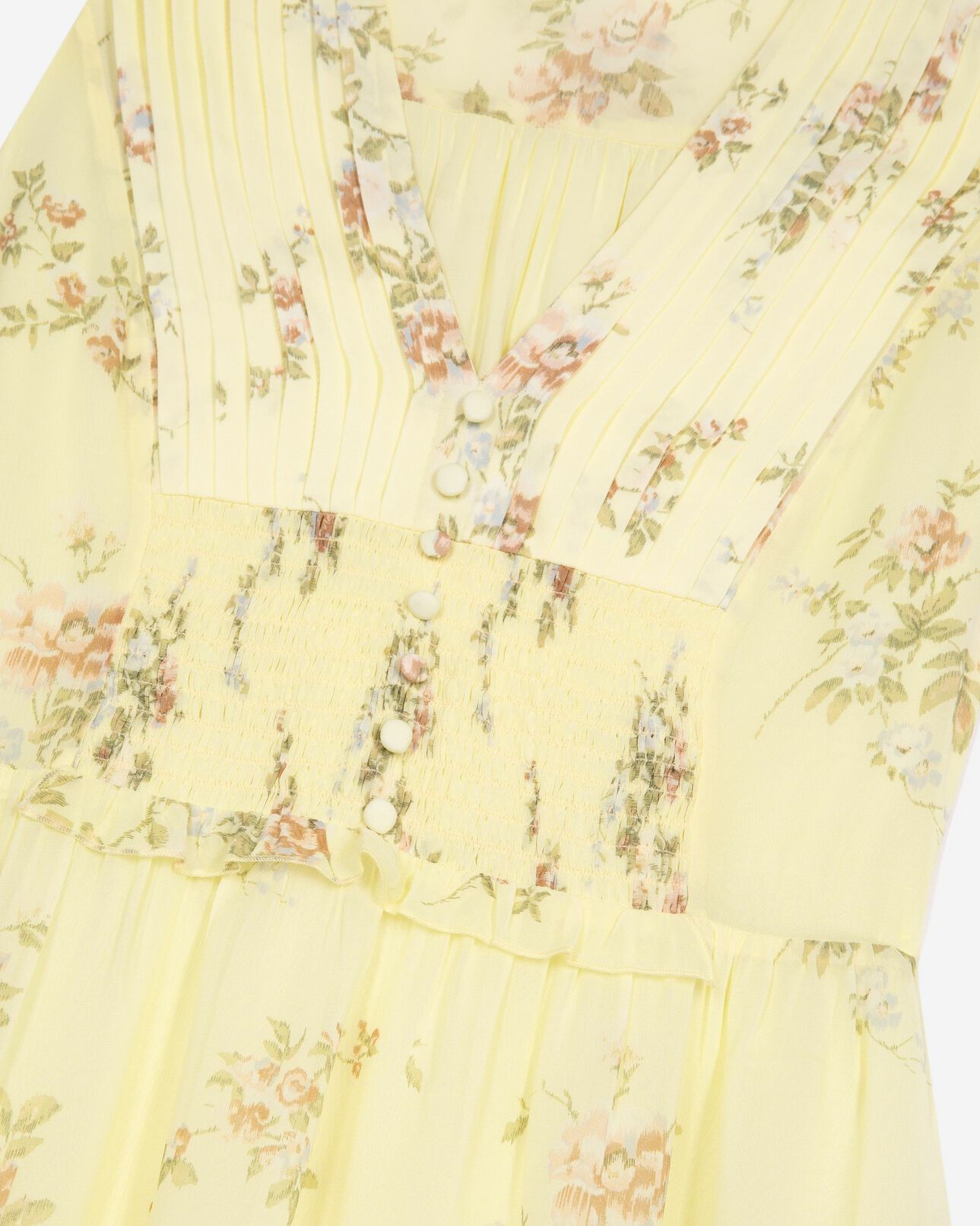 The Kooples DAMEN YELLOW langes gelbes kleid mit blumenmuster