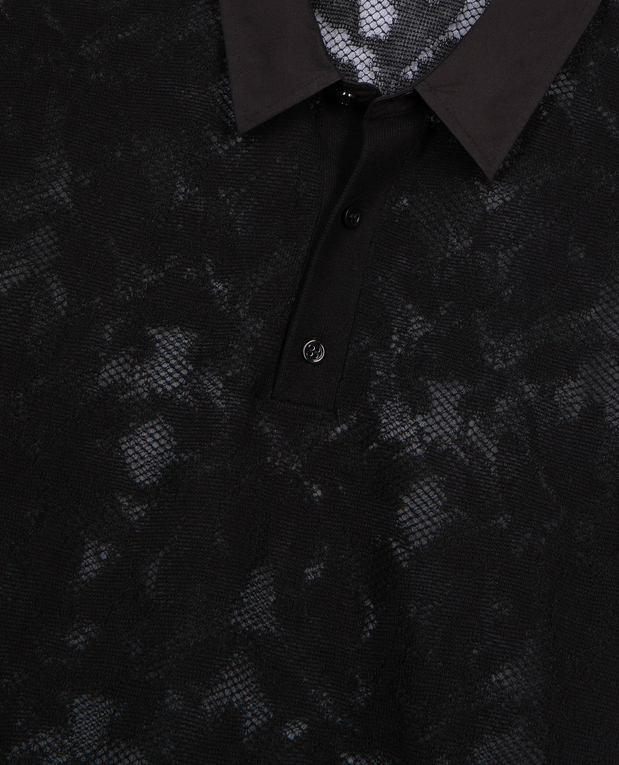Polo-Shirt aus Mesh mit Spitzeneffekt schwarz, BLACK, hi-res image number null
