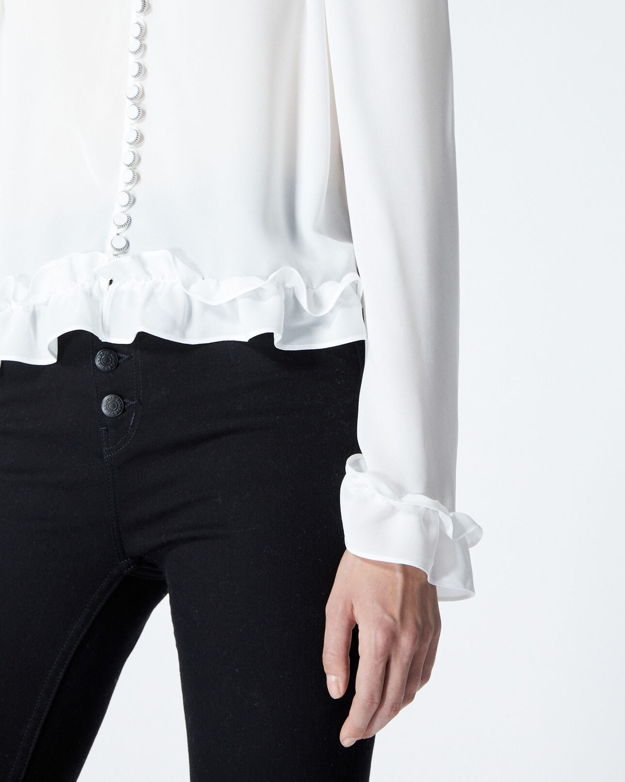 The Kooples DAMEN ECRU fließendes ecrufarbenes hemd mit volants