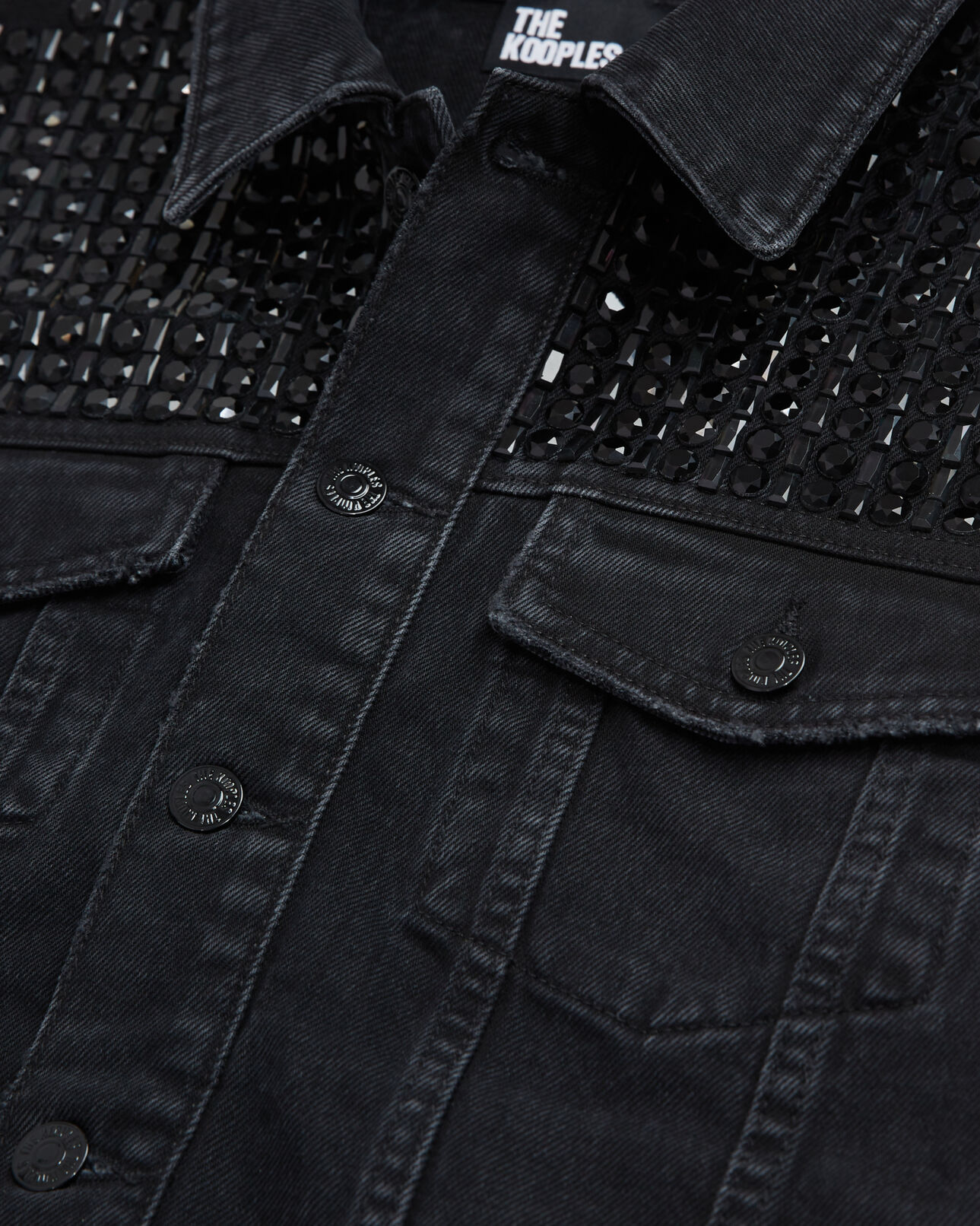 The Kooples FEMME BLACK WASHED blouson sans manches en denim noir