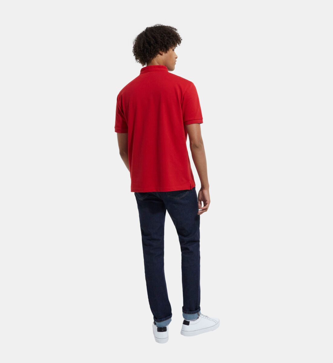 Red polo grey pants shop
