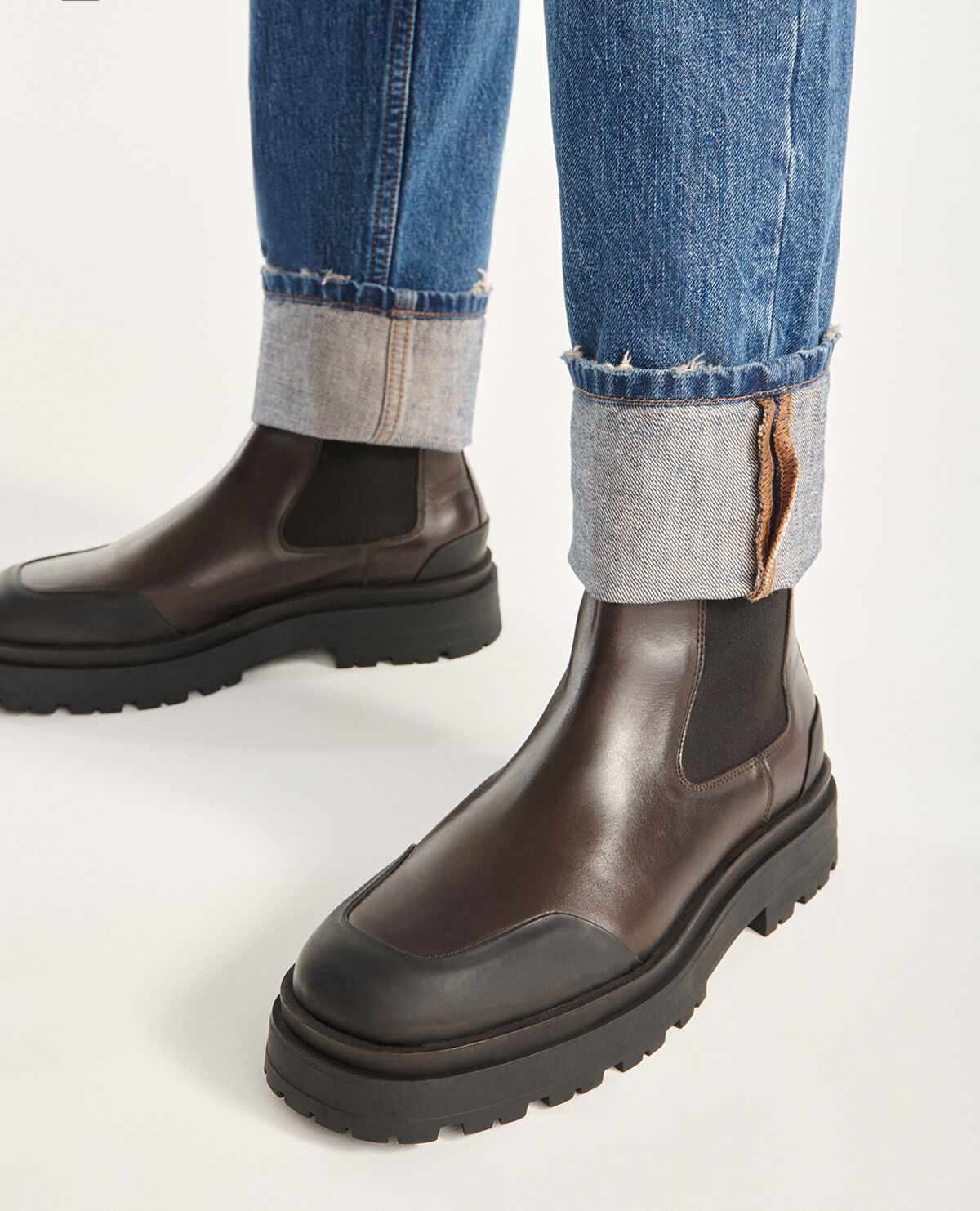 High top brown leather platform Chelsea boots The Kooples