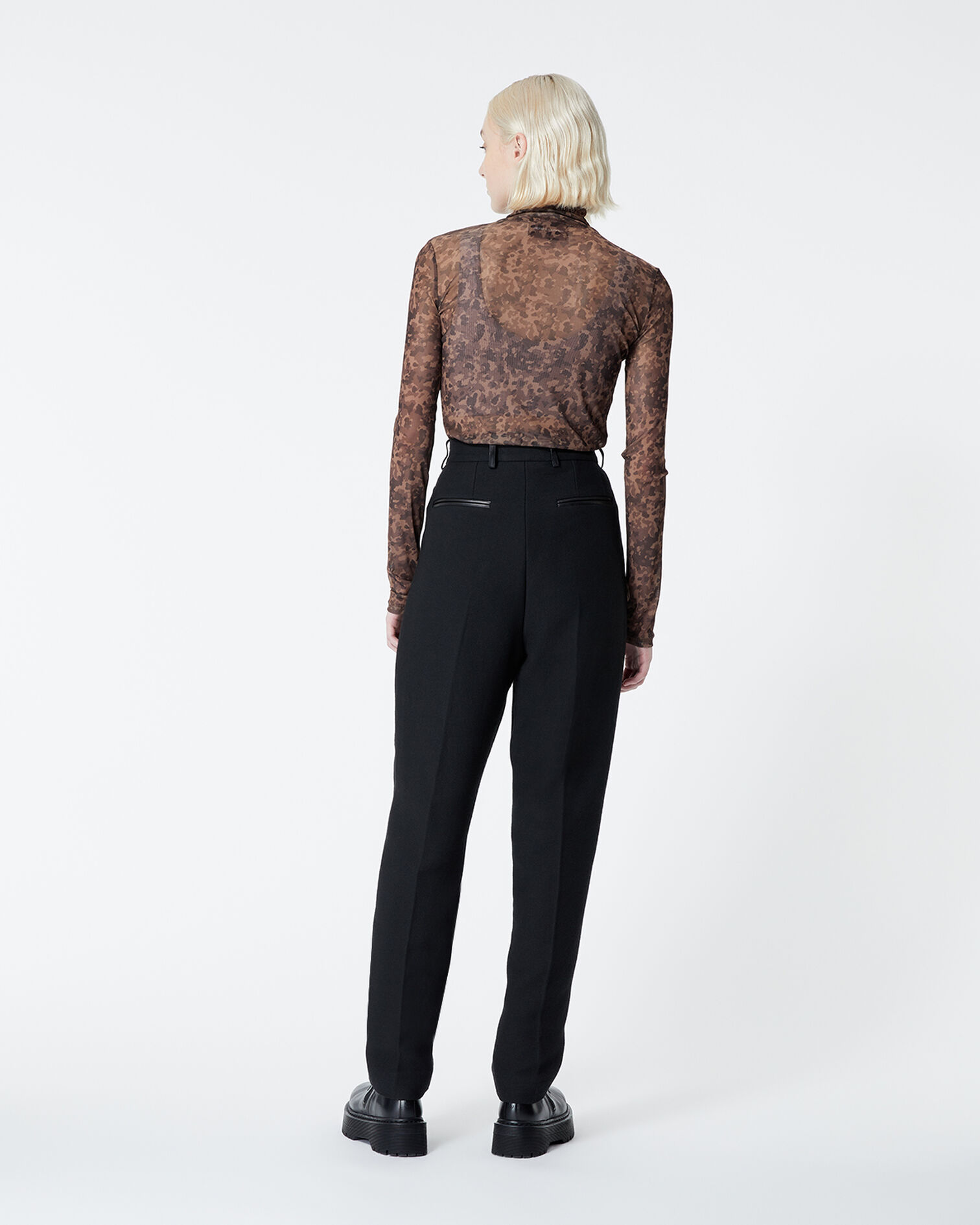Pantalon ample noir coton à pinces, BLACK, hi-res image number null