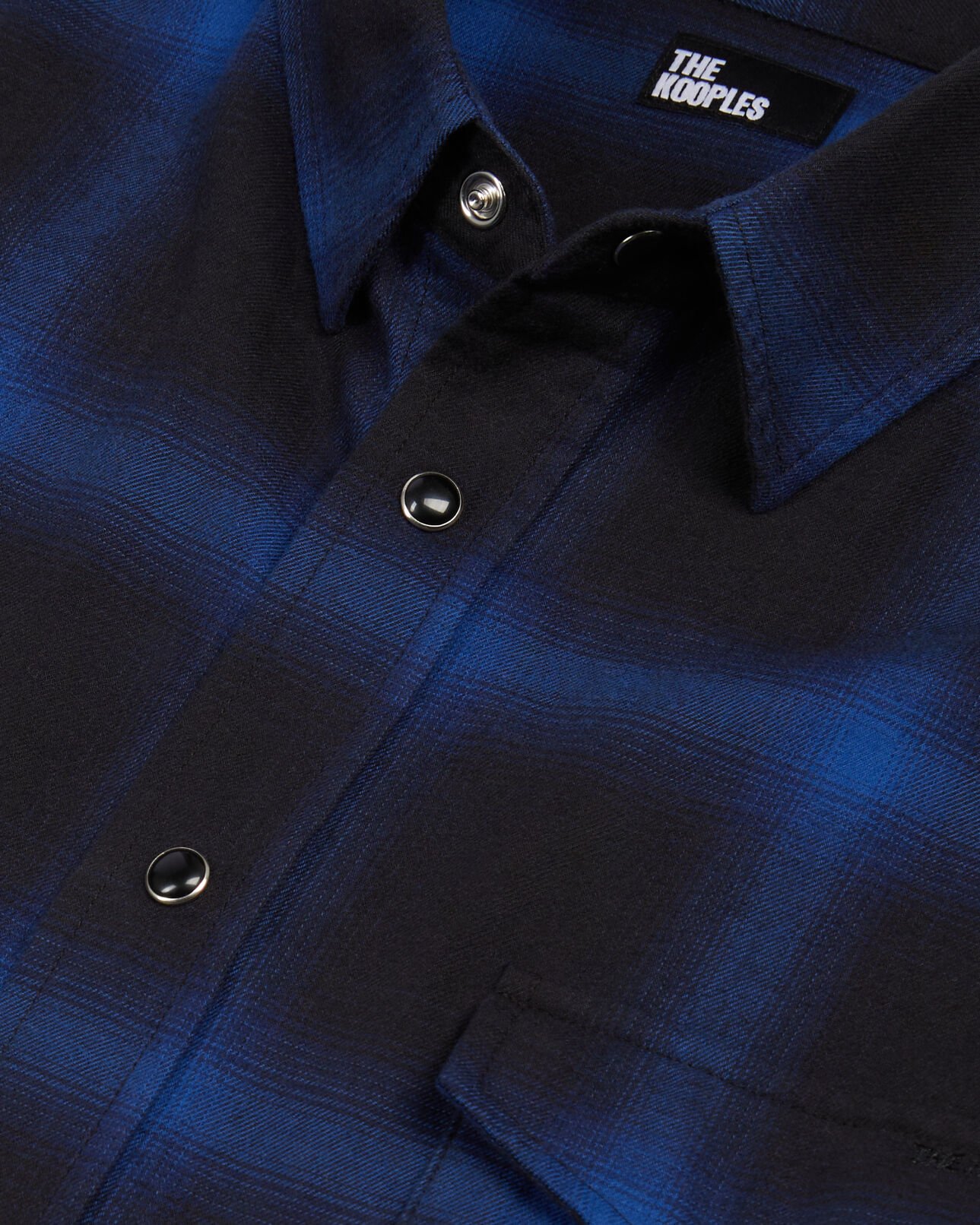 The Kooples MEN BLUE BLACK blue and black checked shirt