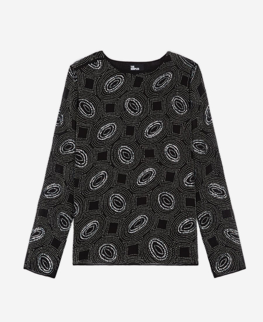 The Kooples WOMEN BLACK black top with rhinestones