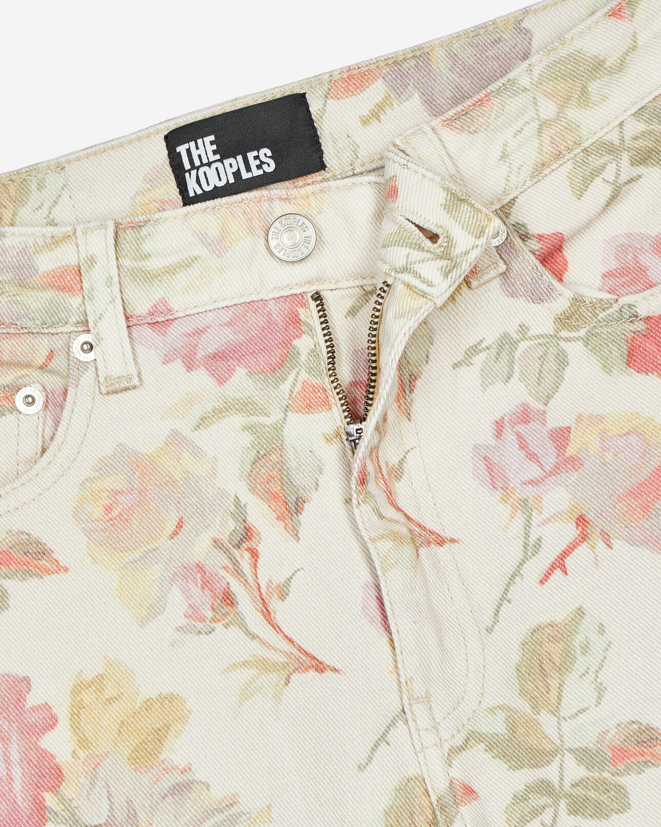 The Kooples FEMME ECRU jean boyfriend imprimé fleuri