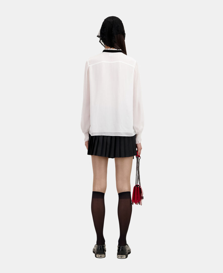 The Kooples WOMEN OFF WHITE ecru top with velvet detail