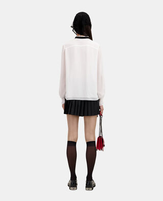 The Kooples WOMEN OFF WHITE ecru top with velvet detail
