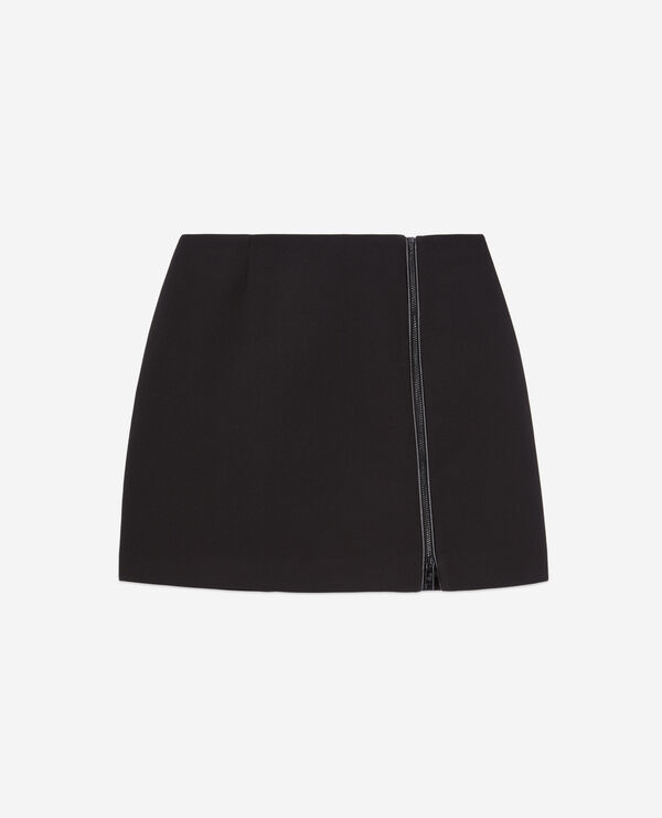 jupe courte noire en crêpe avec zip