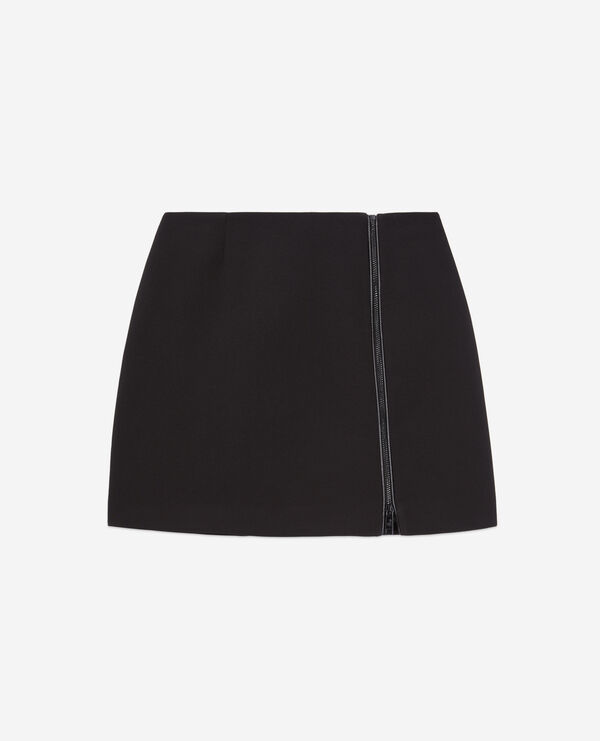 short black crepe skirt with zip