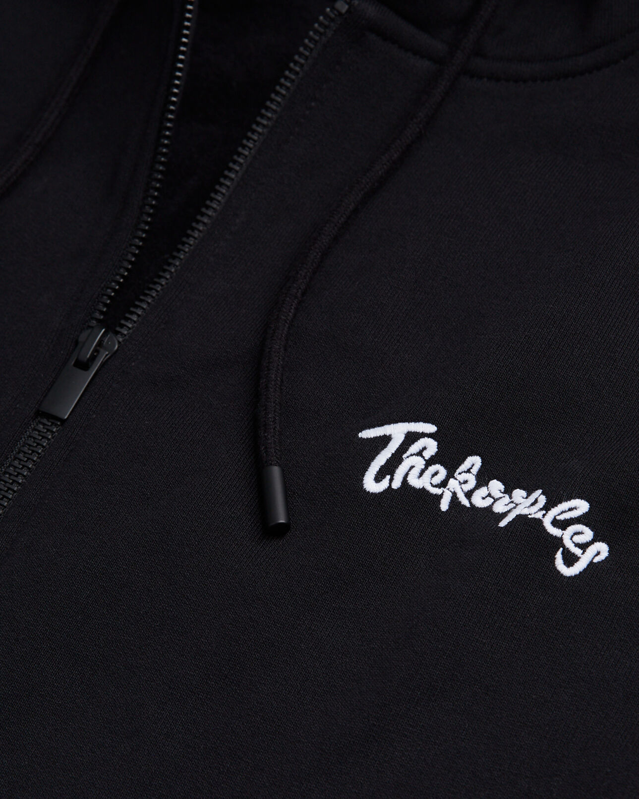The Kooples MEN BLACK zipped black hooded sweatshirt with embroidery