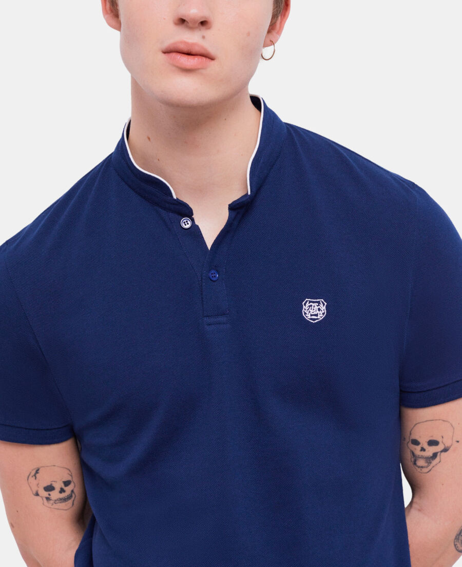 The Kooples H NAVY navy blue officer collar polo shirt