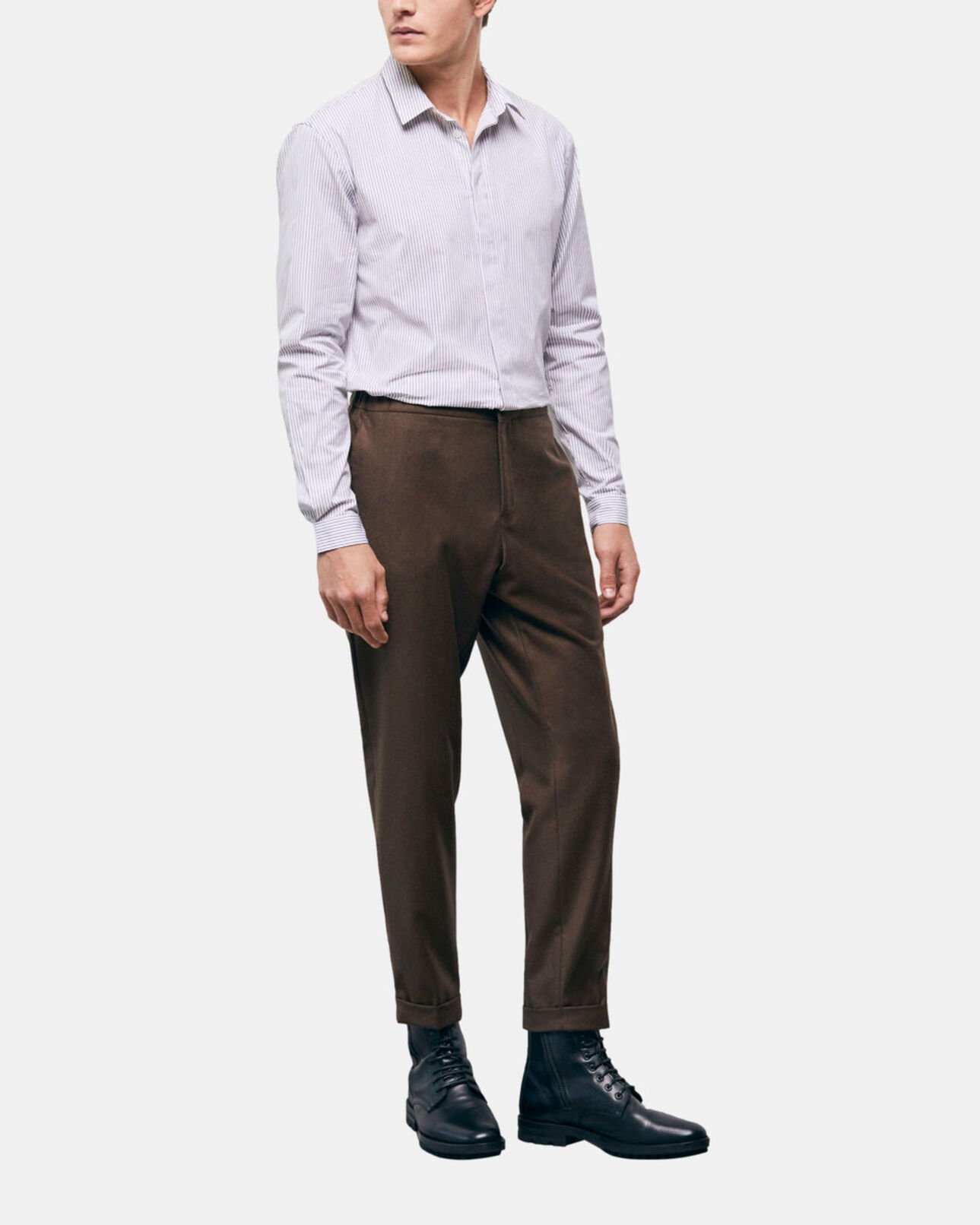 The Kooples MEN BROWN brown wool pants