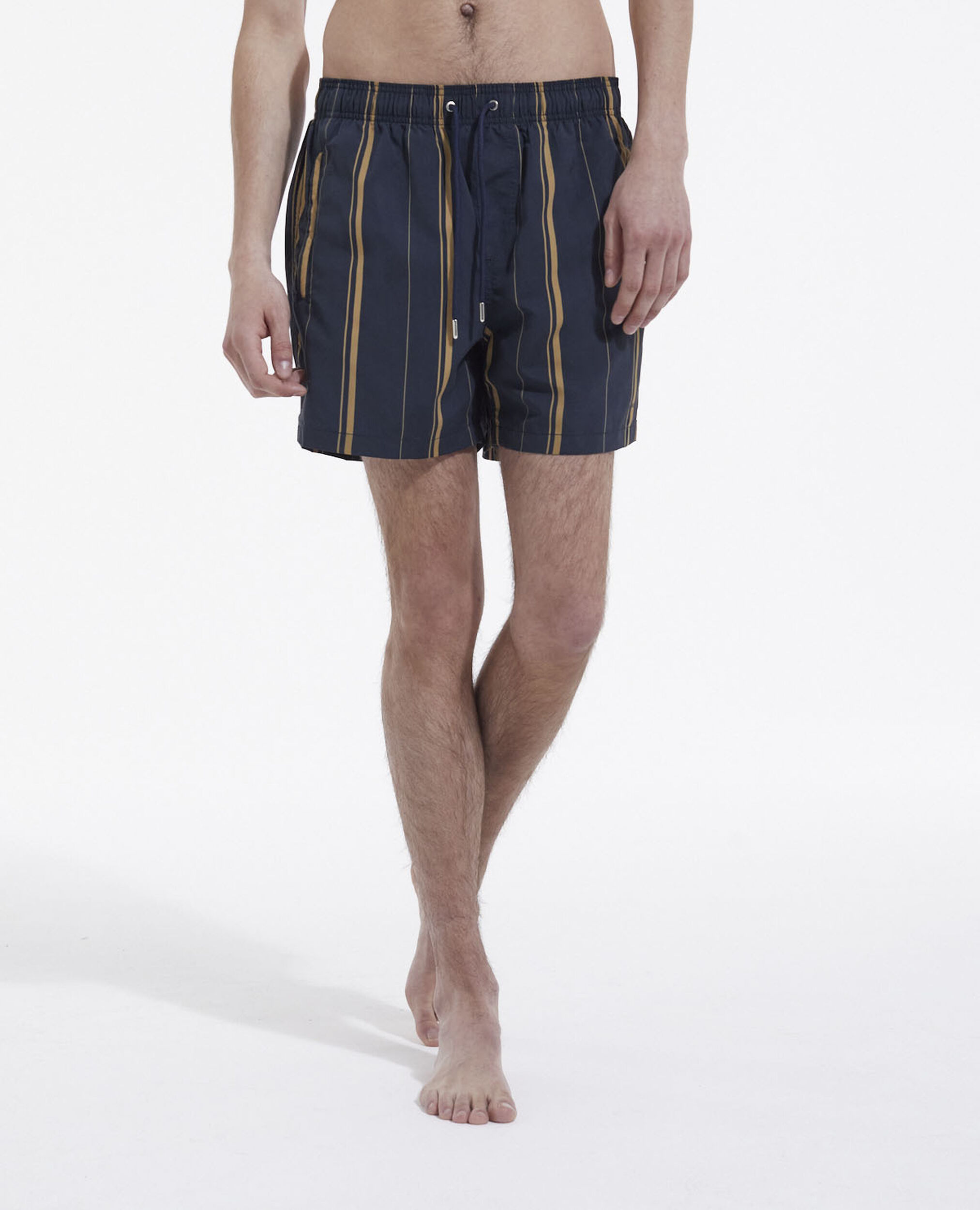 Maillot de bain bleu marine logo contrasté, NAVY, hi-res image number null