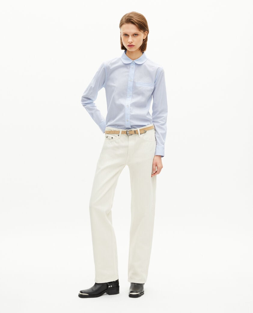 The Kooples WOMEN BLUE WHITE light blue micro check shirt