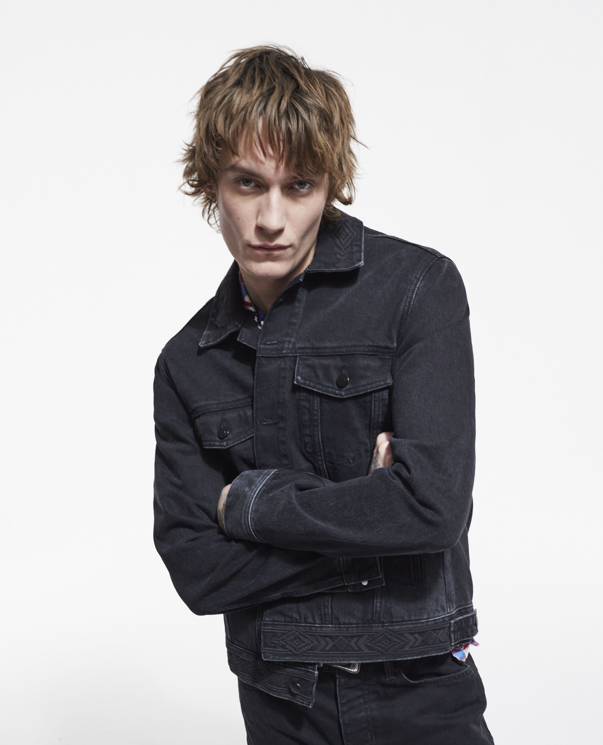 Veste jean top noire homme