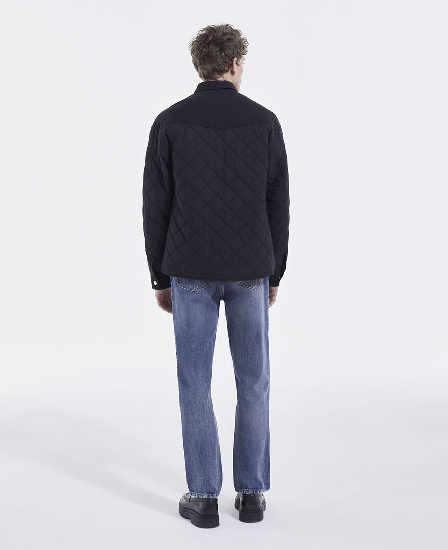 black quilted technical jacket with pockets