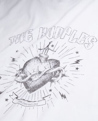 The Kooples MEN WHITE men's white t-shirt with dagger through heart serigraphy