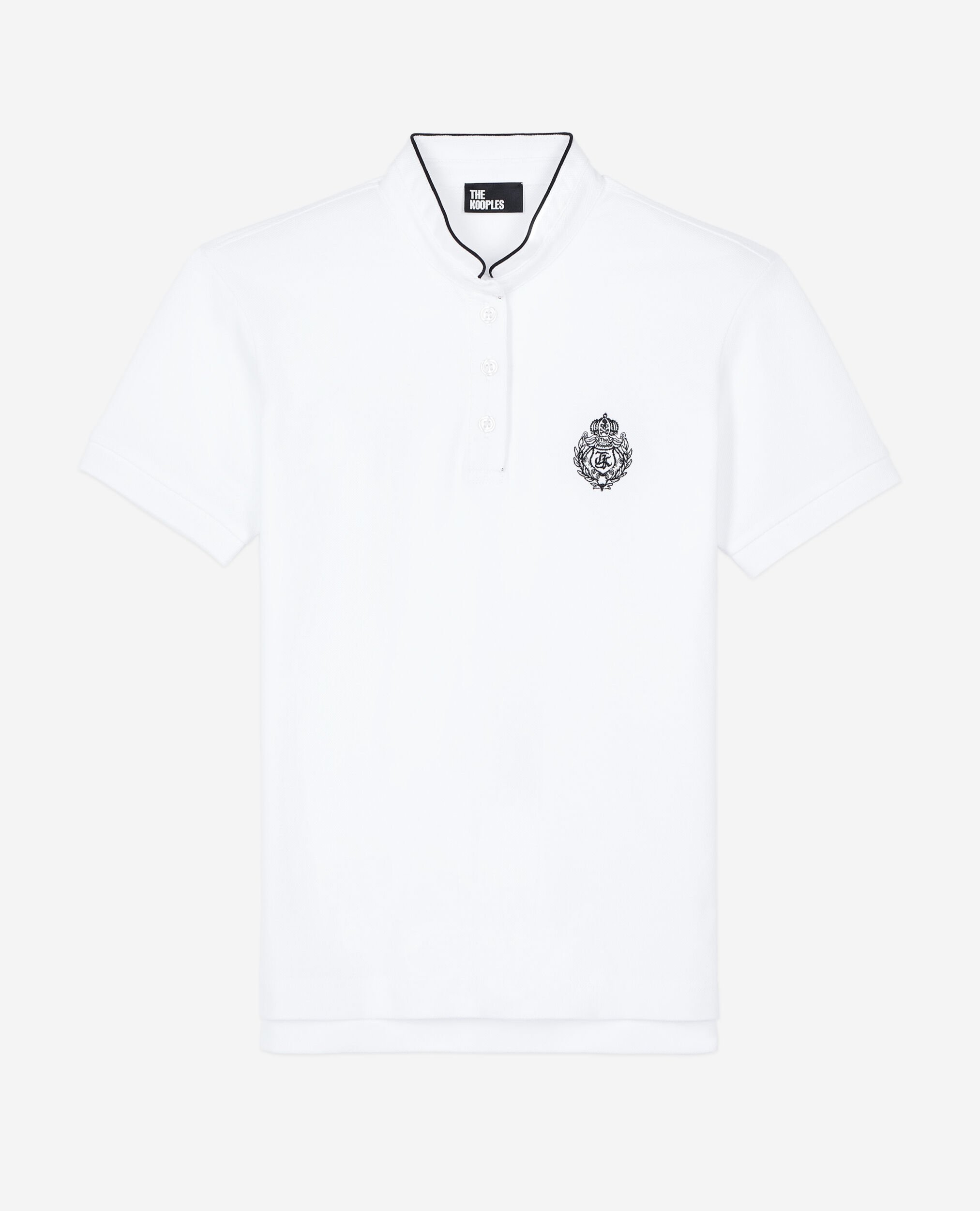 White piqué cotton polo t-shirt, WHITE, hi-res image number null