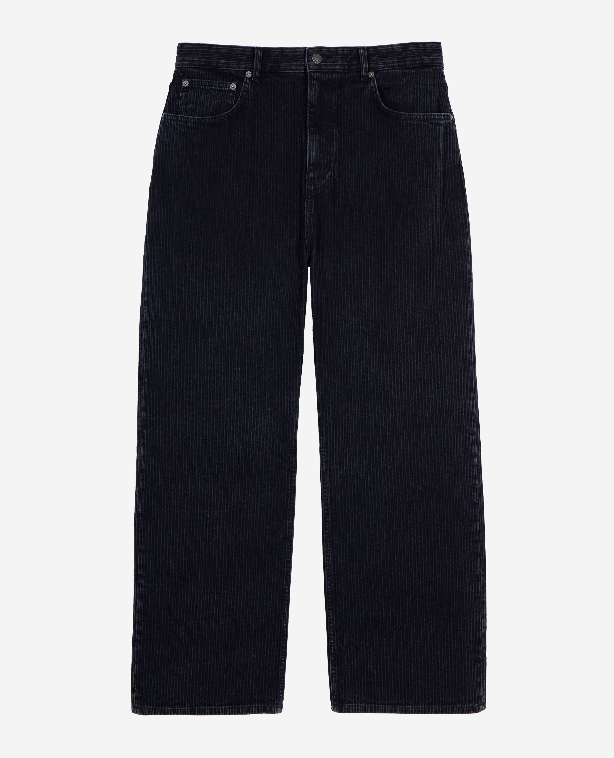 Black ribbed-effect baggy jeans, BLACK WASHED, hi-res image number null