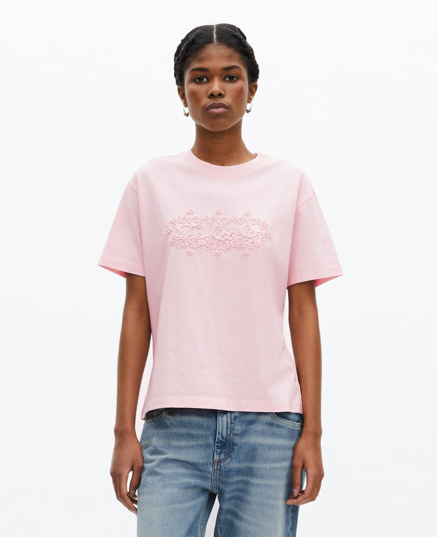 The Kooples MUJER LILA camiseta con bordado del logo en color rosa pálido