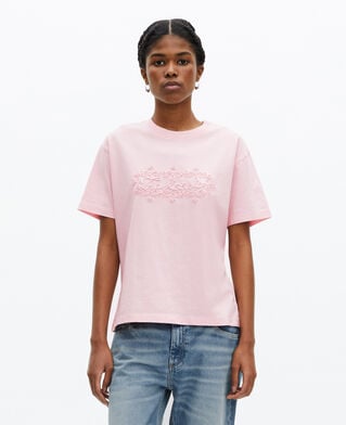 The Kooples MUJER LILA camiseta con bordado del logo en color rosa pálido