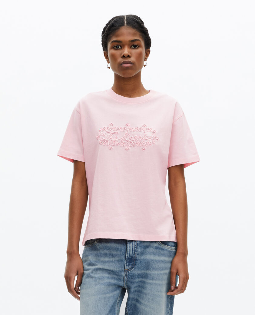 The Kooples FEMME LILA t-shirt avec broderie logo rose pâle