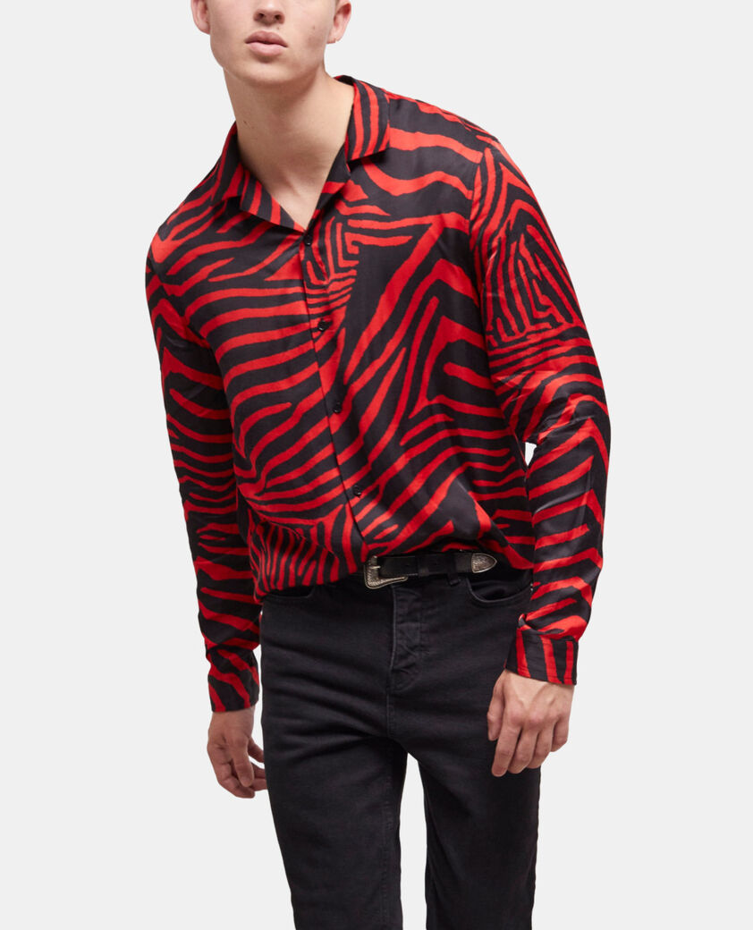 The Kooples HERREN BLACK - RED bedrucktes rotes hemd mit hawaii-kragen