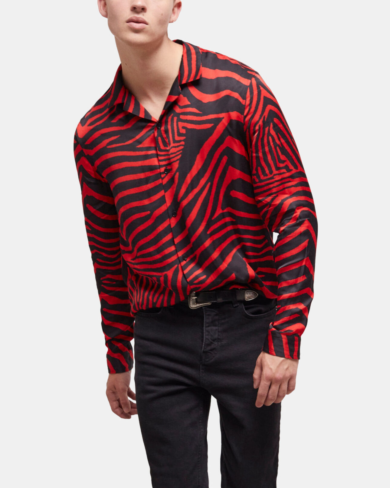 The Kooples MEN BLACK - RED red printed shirt with hawaiian collar
