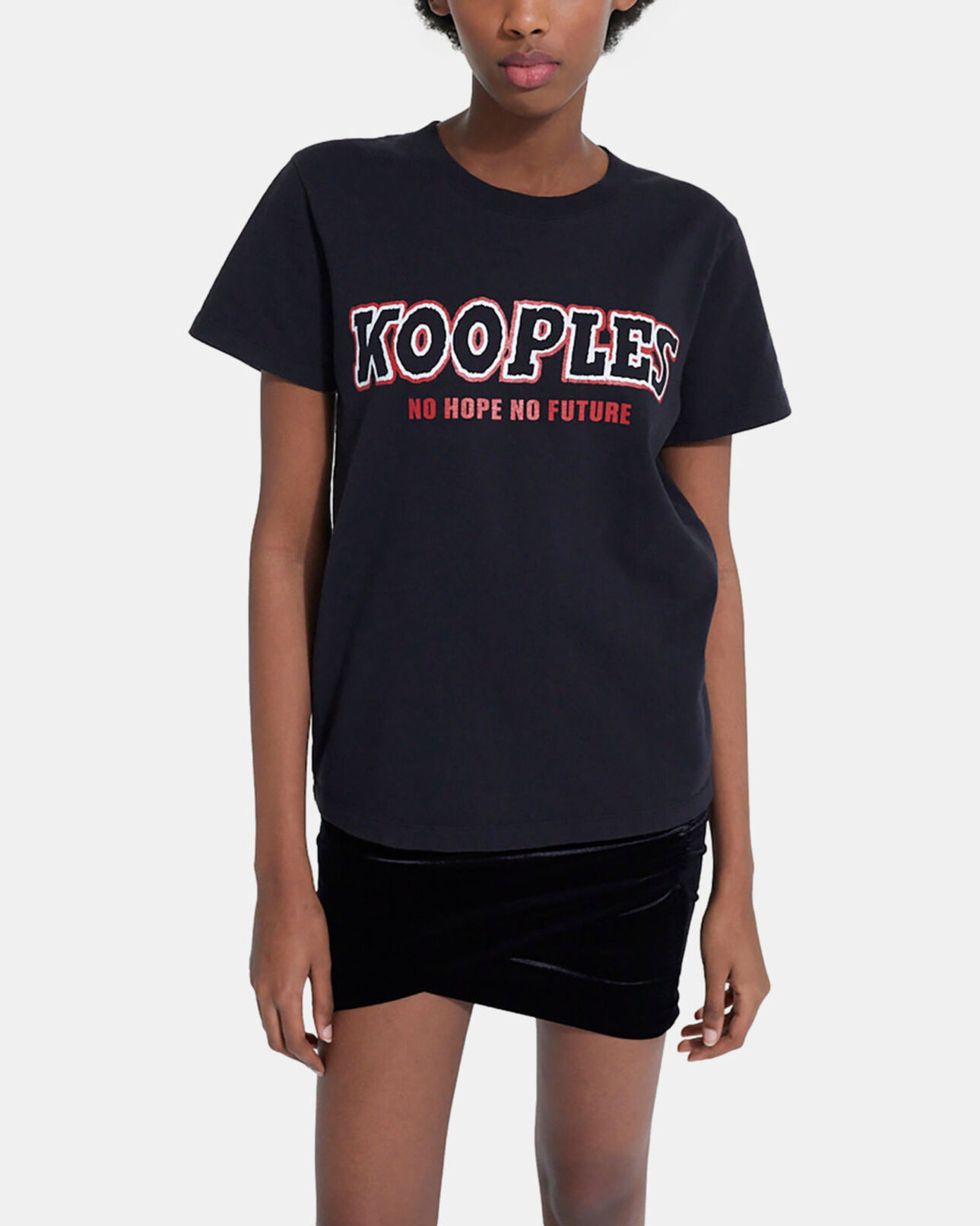 The Kooples WOMEN BLACK black t-shirt with screen print