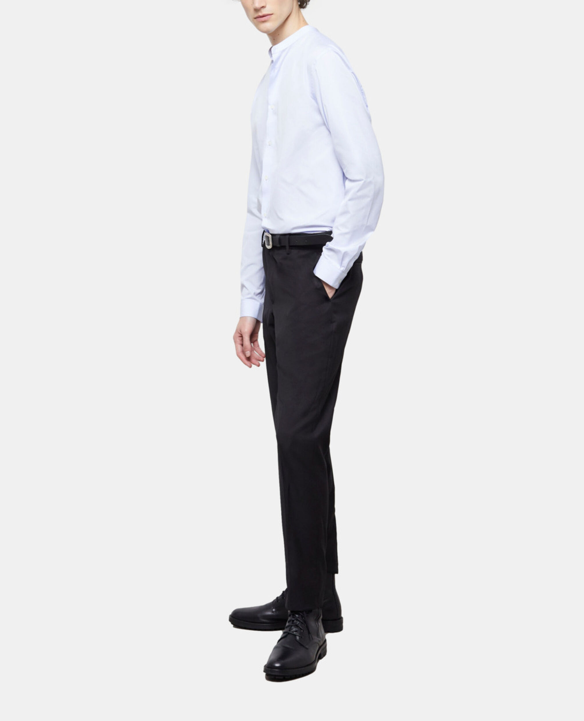 Blue officer collar shirt, BLUE / ECRU, hi-res image number null