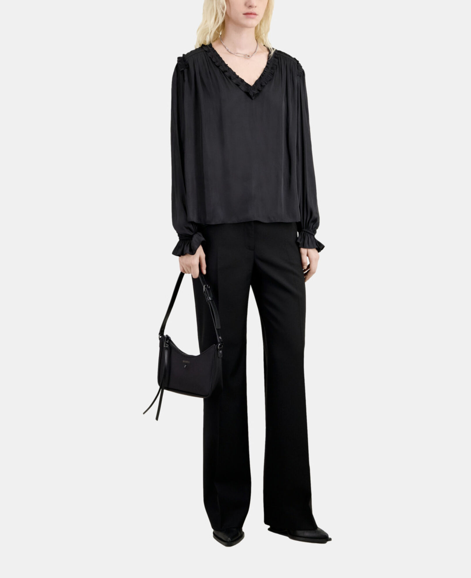 The Kooples WOMEN BLACK black top with shirring