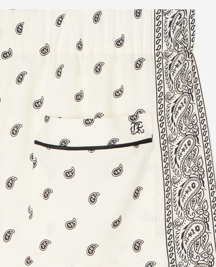 The Kooples DAMEN WHITE / BLACK gerade geschnittene flie&szlig;ende hose mit bandana-print in ecru