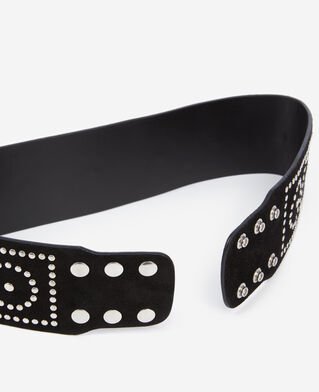 The Kooples F BLACK wide black leather belt with studs