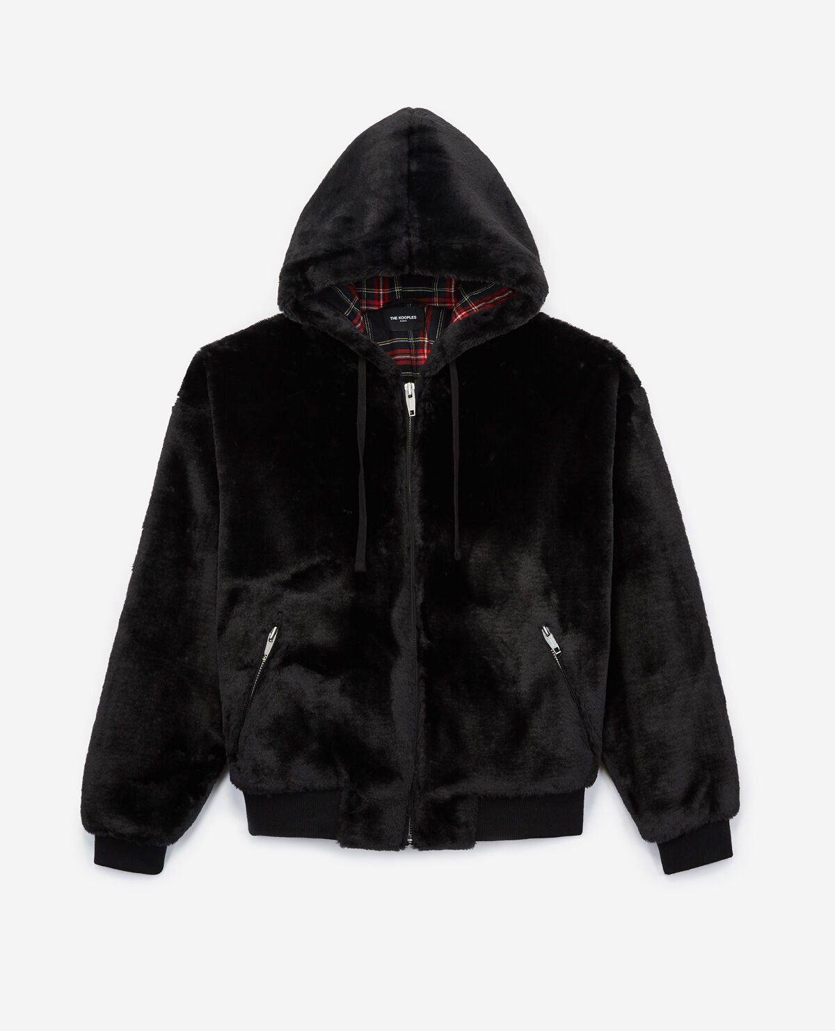 Black hoodie with fur hood sales