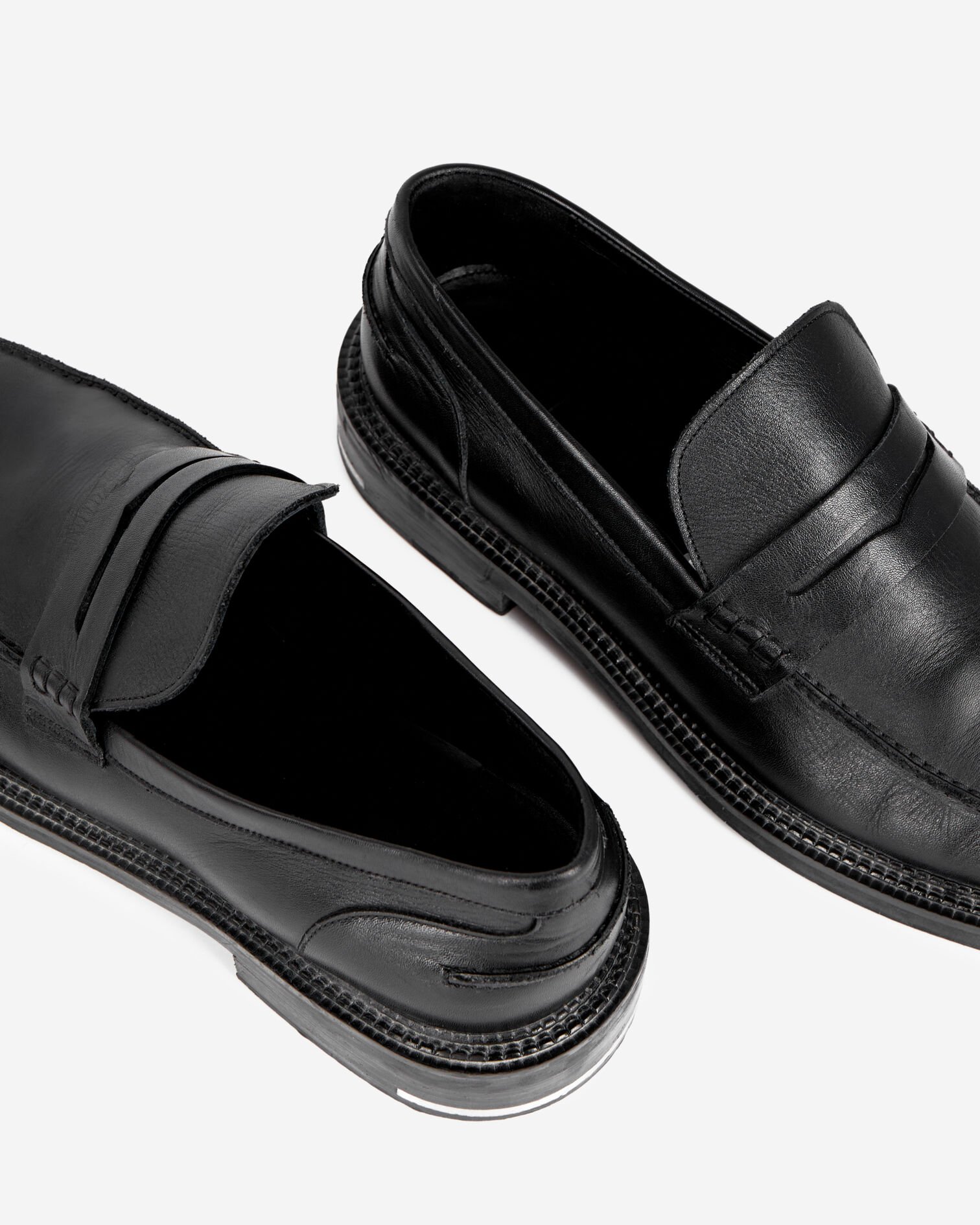 Schwarze Pennyloafer aus Leder, BLACK, hi-res image number null