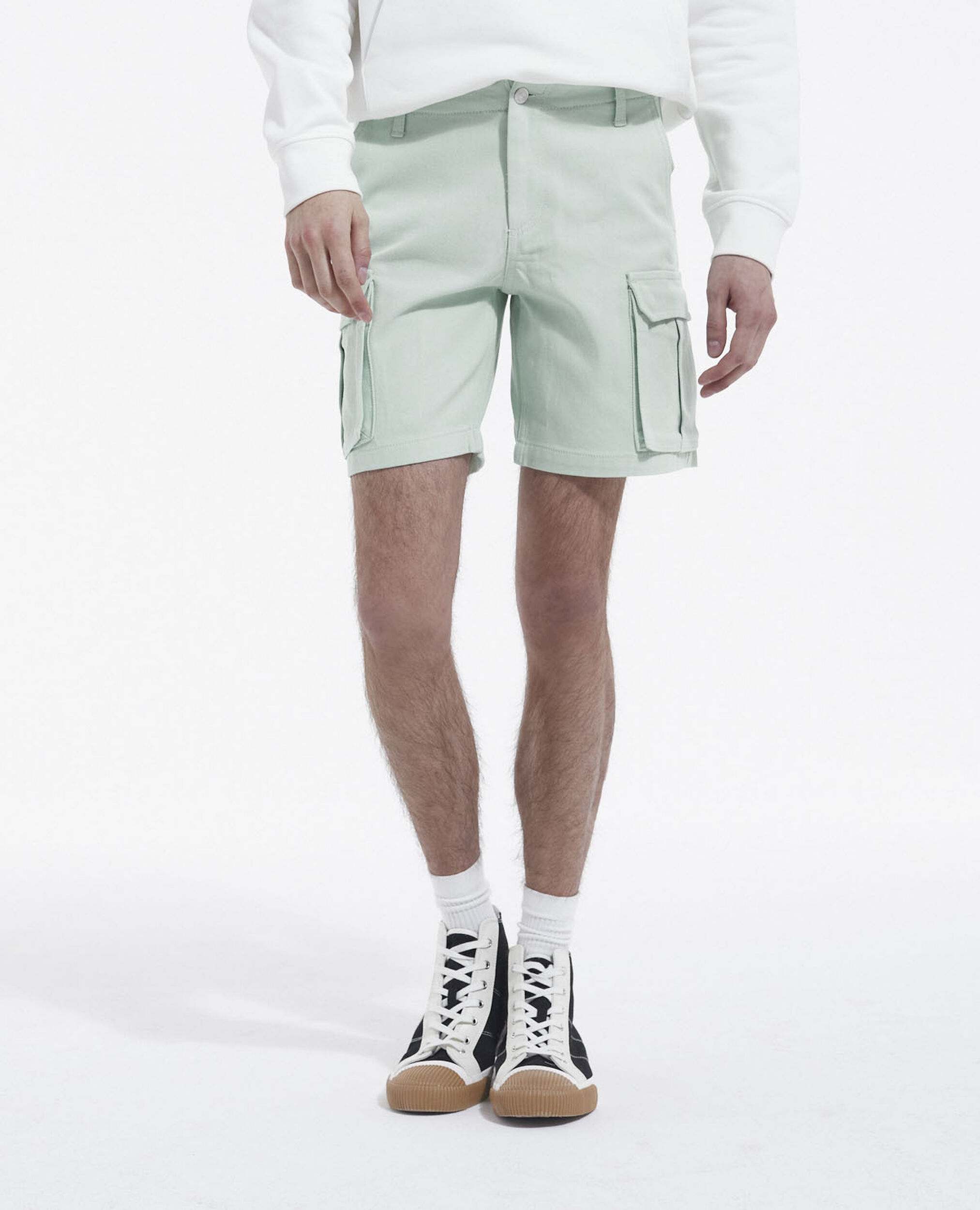Green organic cotton shorts w/ cargo pockets, GREEN WATER, hi-res image number null