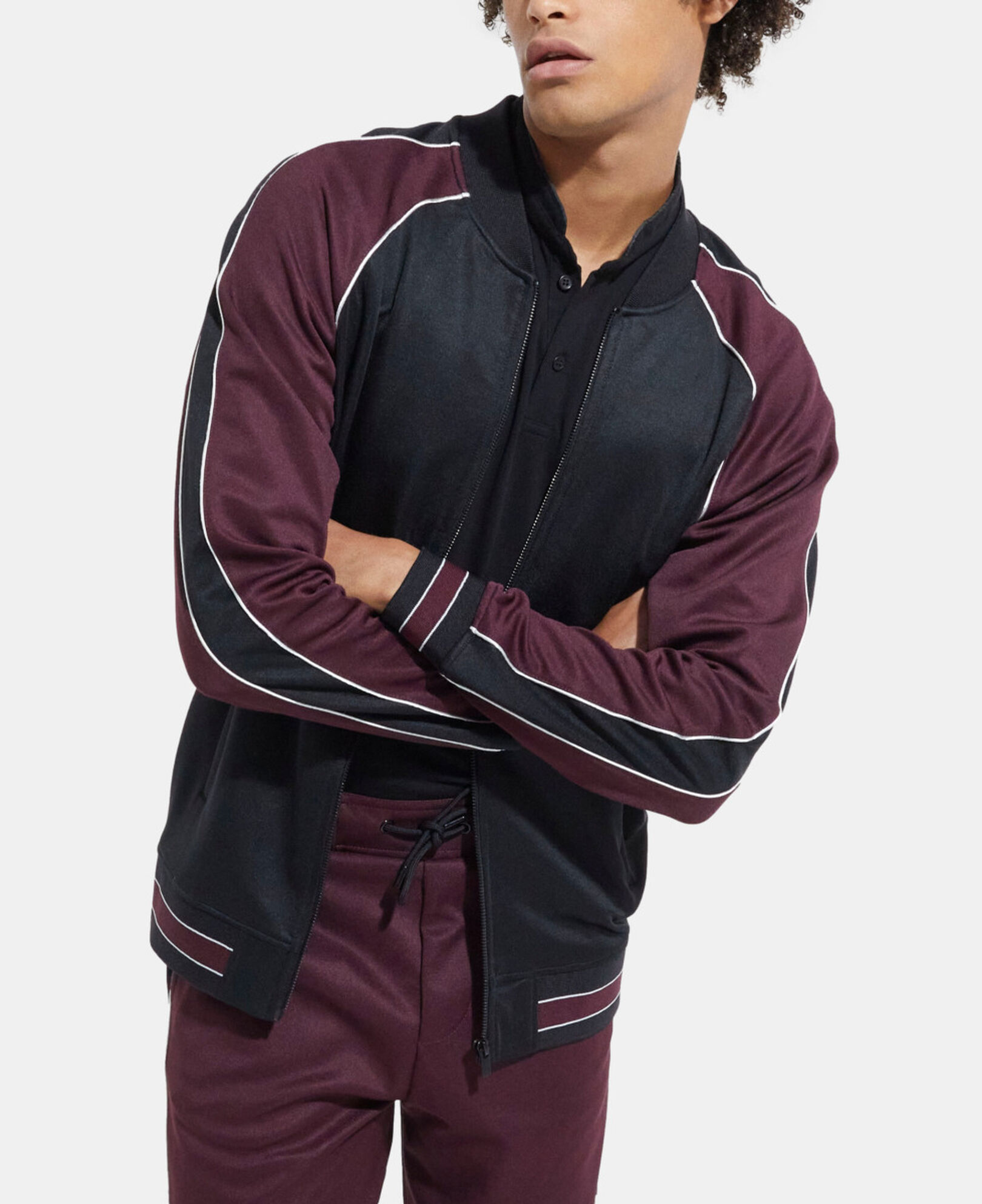 The Kooples MEN BURGUNDY red zipped sweatshirt
