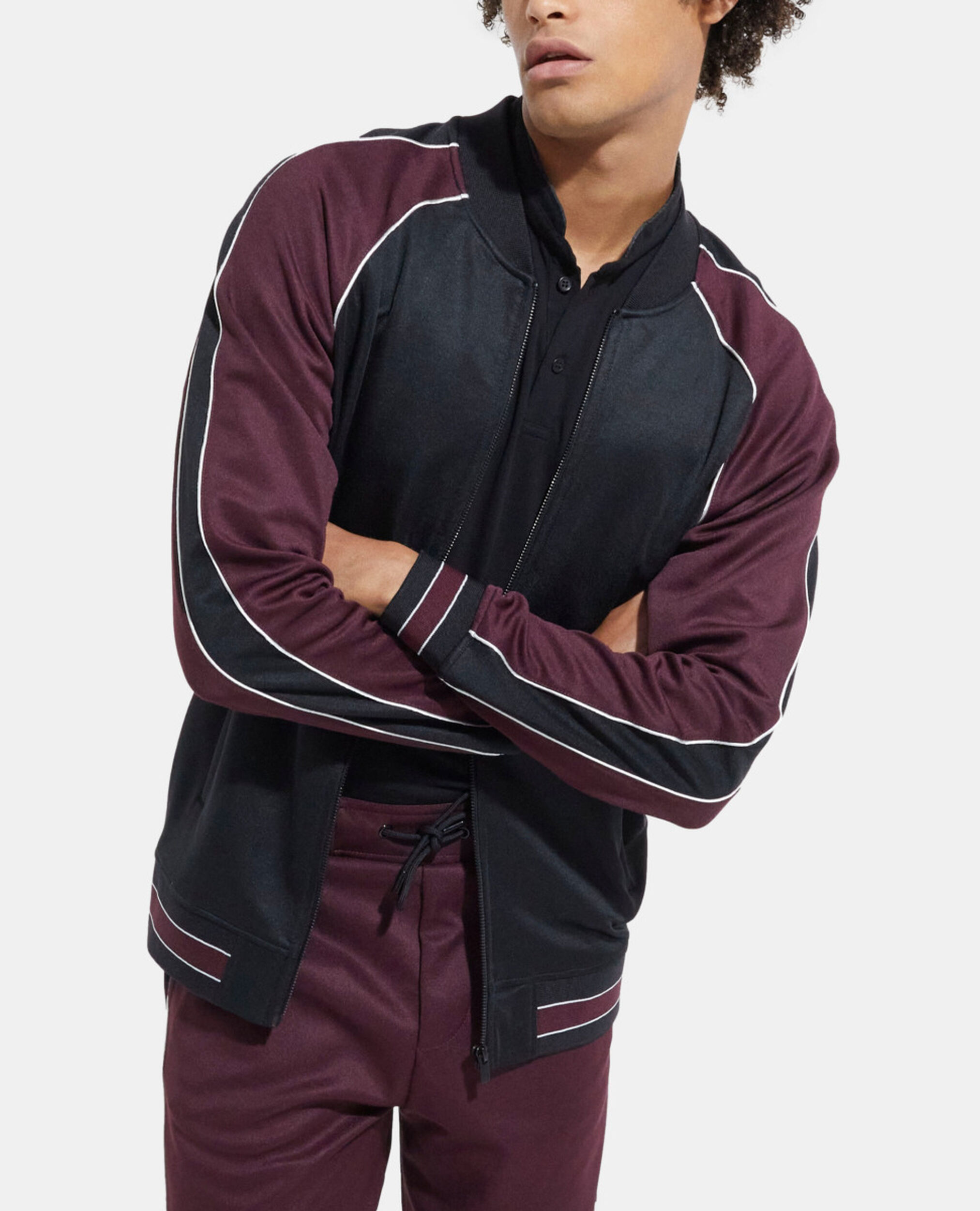 Red zipped sweatshirt, BURGUNDY, hi-res image number null