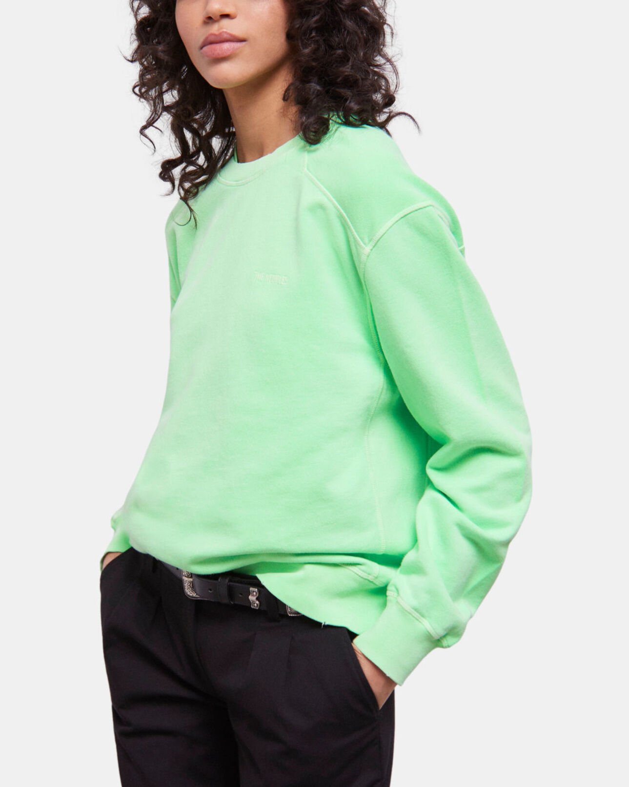 The Kooples F VERT FLUO fluorescent green sweatshirt with logo
