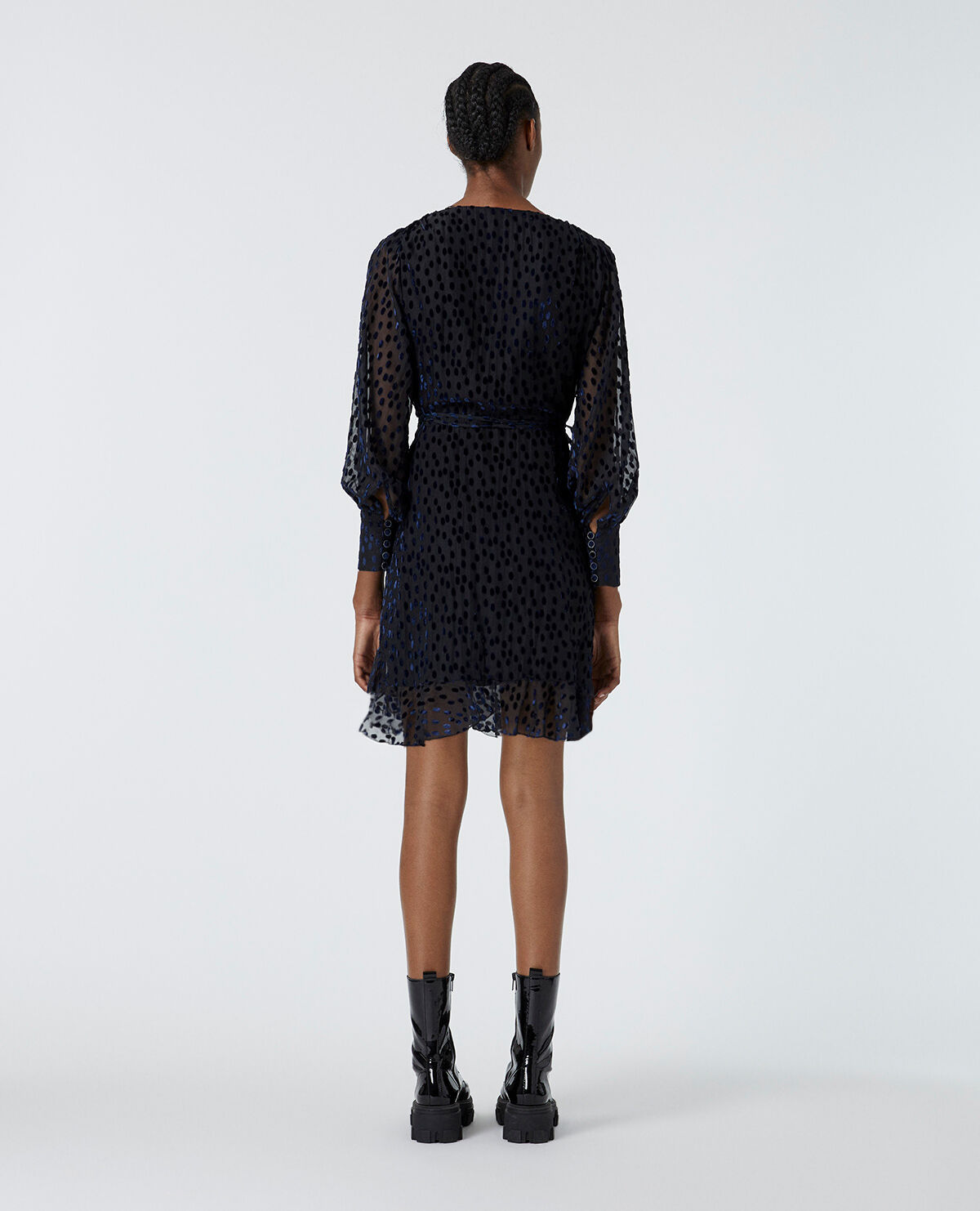 Burnout velvet wrap dress with polka dots The Kooples