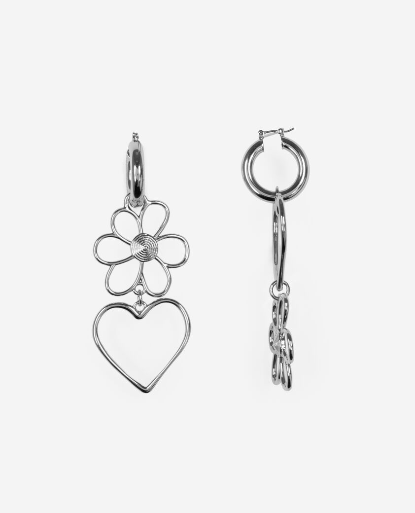 The Kooples F SILVER silver heart and flower earrings