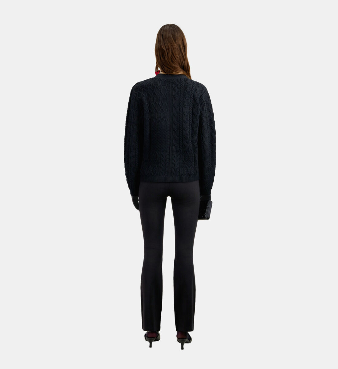 Black cable knit wool cardigan The Kooples Canada