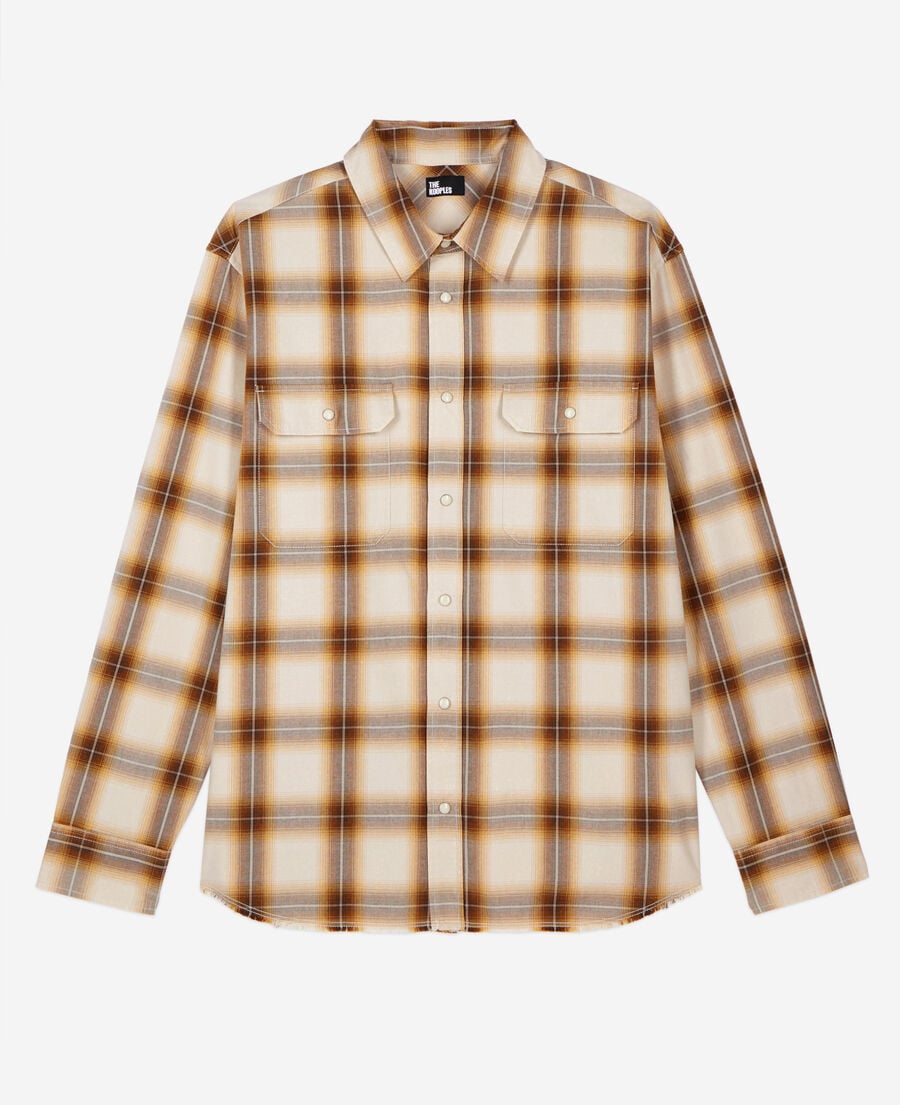 The Kooples MEN BROWN-BEIGE checked shirt