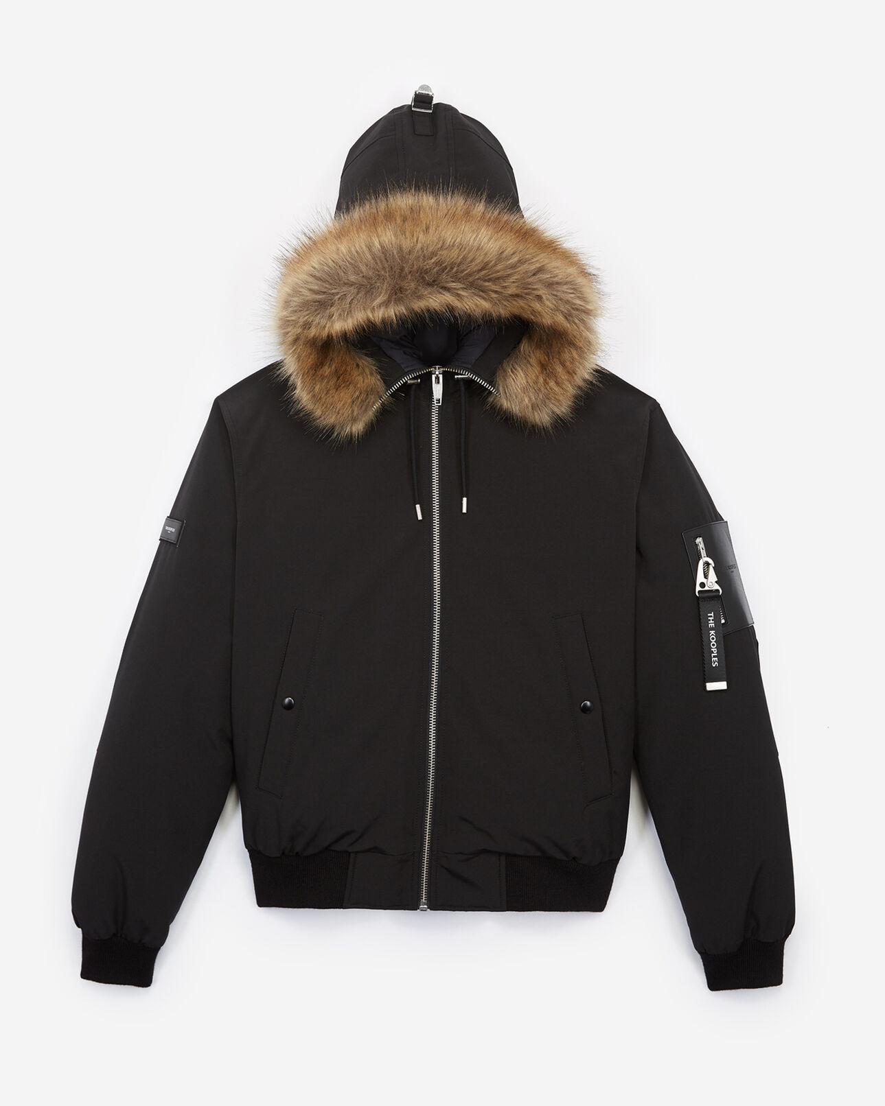 The Kooples HOMME BLACK doudoune nylon noire courte capuche