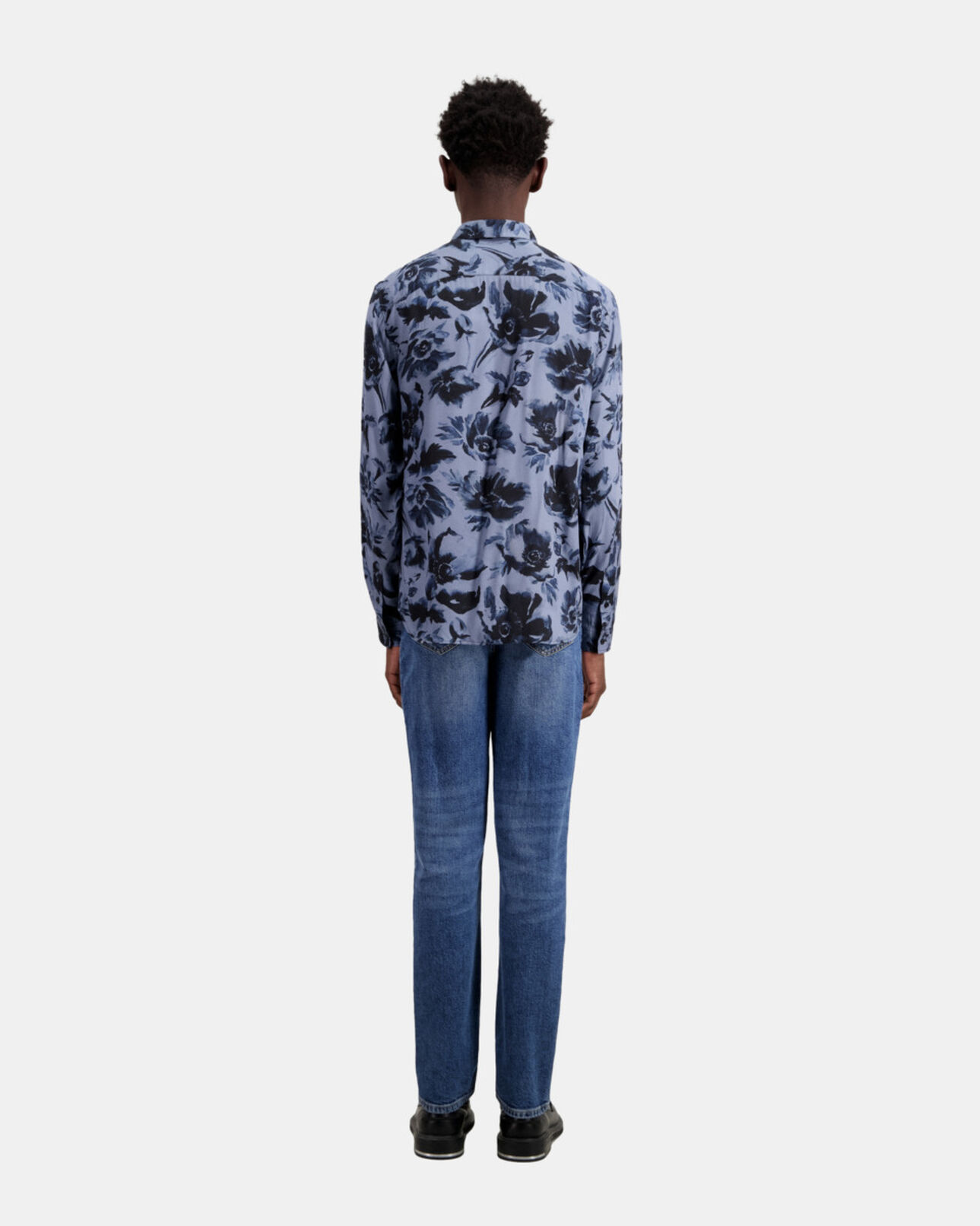 The Kooples MEN BLACK BLUE printed shirt