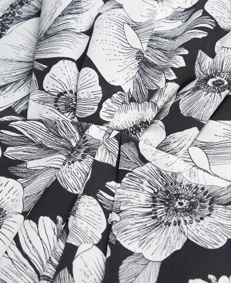 The Kooples WOMEN BLACK WHITE long floral silk dress